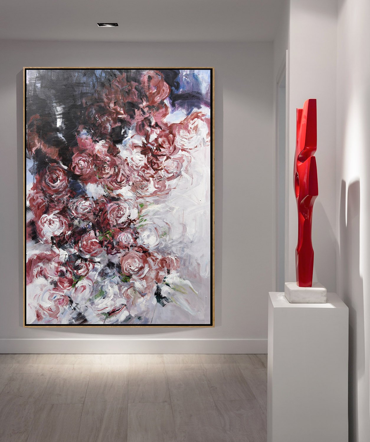 Vertical Abstract Flower Oil Painting #LX80B - Click Image to Close